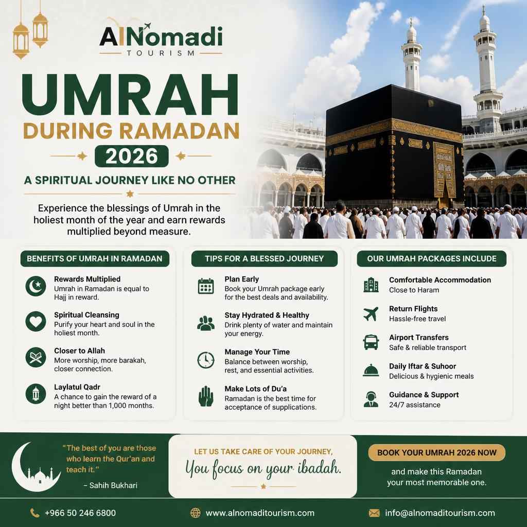 Umrah During Ramadan 2026 -Benefits, Tips & Guide | AlNomadi Tourism