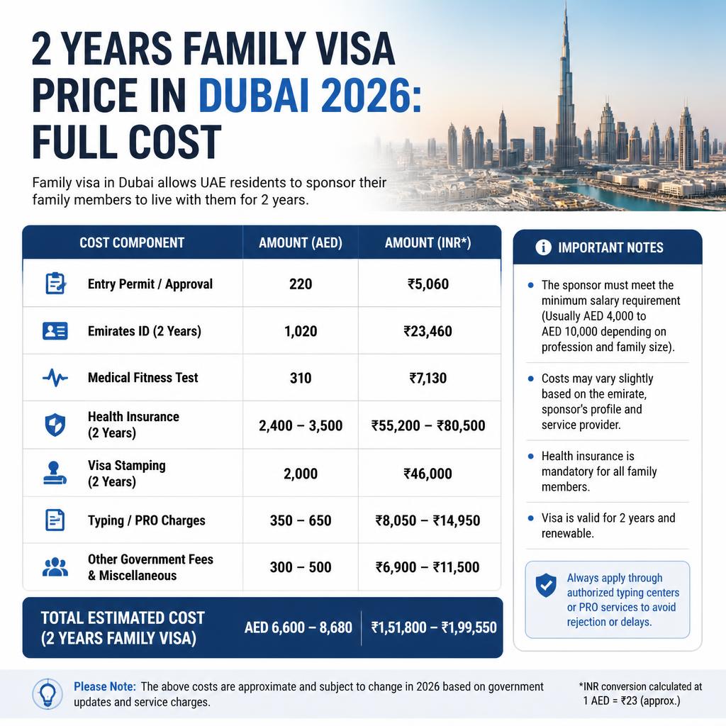 2 Years Family Visa Price in Dubai 2026: Full Cost