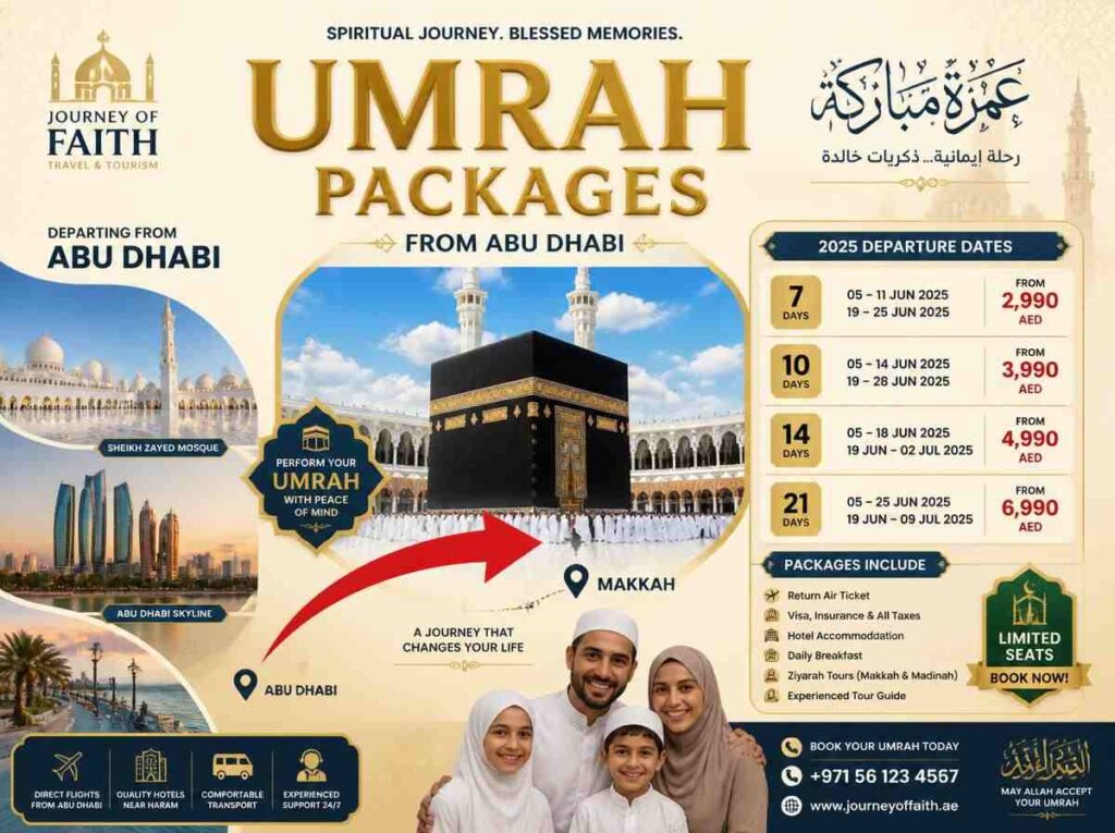 Umrah Packages from Abu Dhabi 2026: Bus, Air & Real Costs