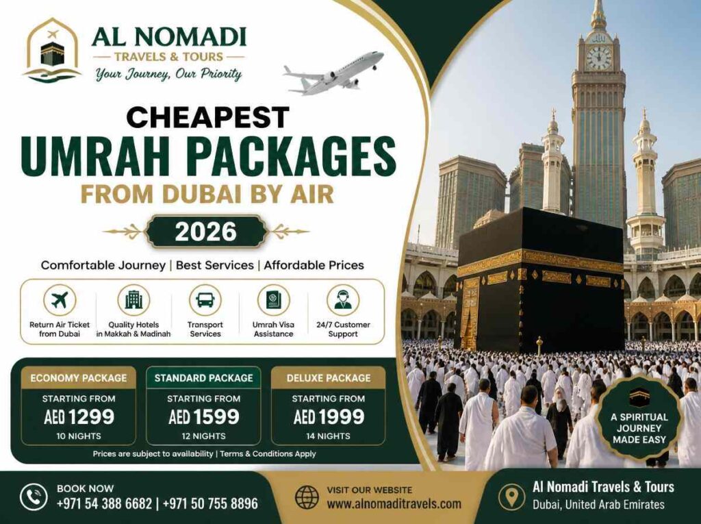 Cheapest Umrah Packages from Dubai by Air 2026